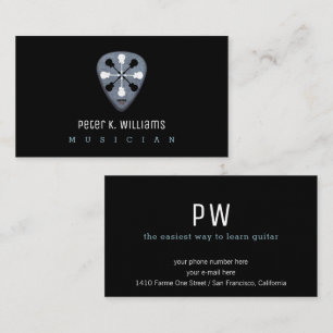 Gitaarmuzikant visitekaartje met gitaarpick