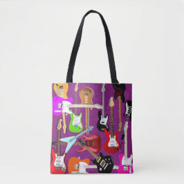 gitaarpatroon, muziek,stijl,paars, tote bag
