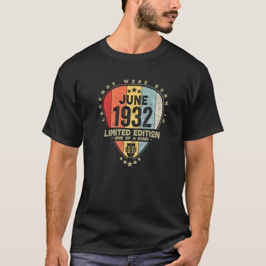 Gitaarpick Legends werden geboren in juni 1932 Git T-shirt (Voorkant)