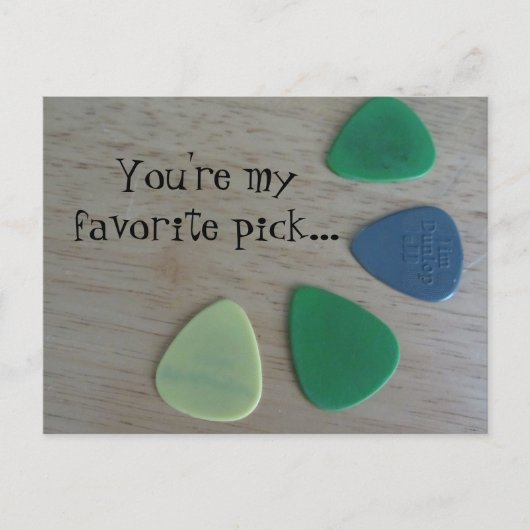 Gitaarpicks met spreuk briefkaart (Voorkant)