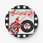 gitaarplaat en Muzieknoten met lichte rand Papieren Bordje (Voorkant)