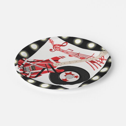 gitaarplaat en Muzieknoten met lichte rand Papieren Bordje (Gekanteld)