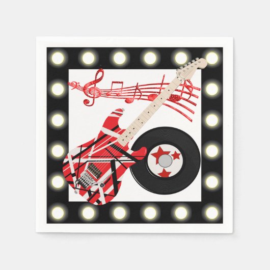 Gitaarplaat en Muzieknoten met lichte rand Servetten (Voorkant)
