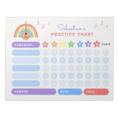 Gitaarpraktijken Muzieknoten Rainbow Reward Chart Notitieblok (Voorkant)