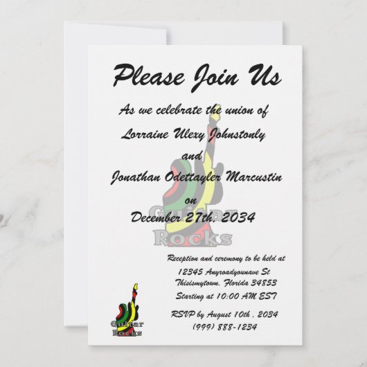 gitaarraketten rasta-tekst die elektriciteit tegen kaart (Voorkant)