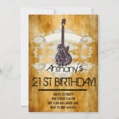 gitaarrockster 21e verjaardagsuitnodigingen kaart (Voorkant)
