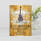 gitaarrockster 21e verjaardagsuitnodigingen kaart (Staand voorkant)