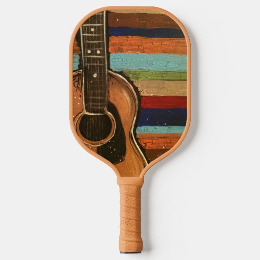 Gitaarschilderij met gestreepte achtergrond pickleball paddle (Voorkant)