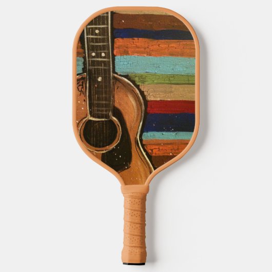 Gitaarschilderij met gestreepte achtergrond pickleball paddle (Achterkant)