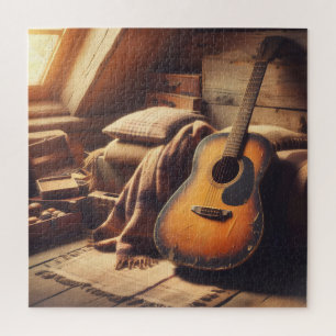 gitaarsereniteit: een rustieke muzikale retraite legpuzzel