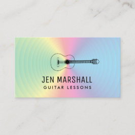 Gitaarsilhouet op prismatische kleuren visitekaartje