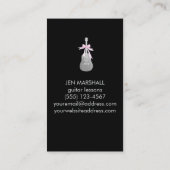 Gitaarsilhouet Roze strik op Faux Silver folie Visitekaartje (Achterkant)