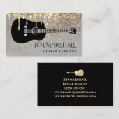 gitaarsilhouet voor faux-goudglitter visitekaartje (Voorkant / Achterkant)