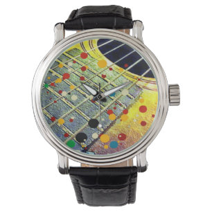 gitaarsnaren muziek mosterdkleurige vintage horloge