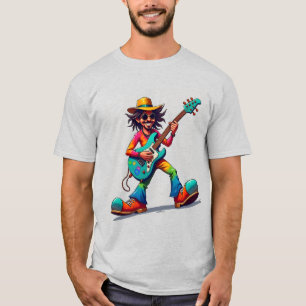 Gitaarspeler die op een stoel Cartoon T-shirt