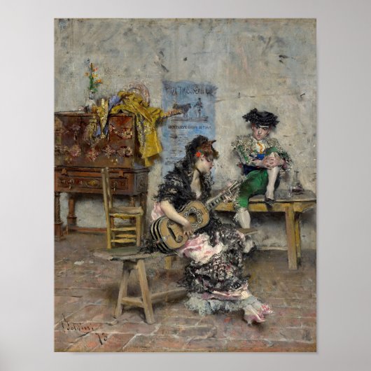 Gitaarspeler door Giovanni Boldini Print (Voorkant)