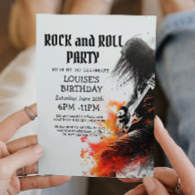 Gitaarspeler en Rock And Roll Feest Uitnodiging