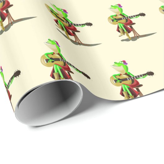 Gitaarspeler Frog Wrapping Paper Cadeaupapier (Rol Hoek)