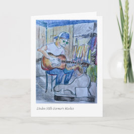Gitaarspeler op de Linden Hill' Farmers Market Kaart