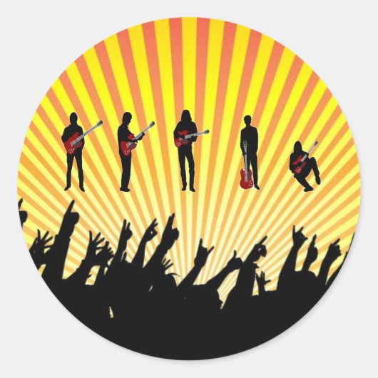 Gitaarspelers Ronde Sticker (Voorkant)