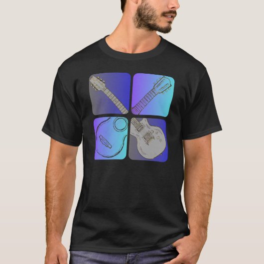 Gitaarstijl Cool Musician design T-shirt (Voorkant)