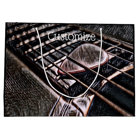 gitaarstrengen in leder grote leisteentas large cadeautasje (Achterkant)