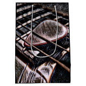 gitaarstrengen in leder, middelfijn tas medium cadeauzakje (Achterkant)