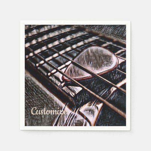 gitaarstrengen in luiers van leder servet (Voorkant)