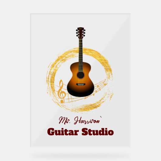 Gitaarstudio Elegant Transparant Acryl Teken Acryl Bord (Voorkant)