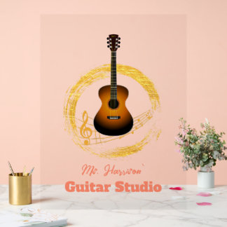 Gitaarstudio Elegant Transparant Acryl Teken Bord