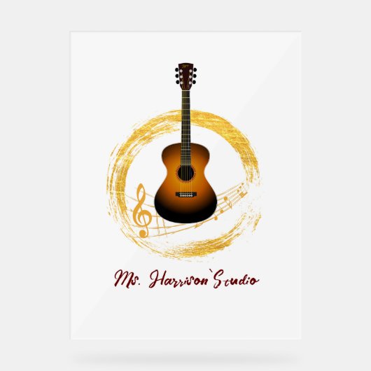 Gitaarstudio Elegant wit acryl teken Acryl Bord (Voorkant)