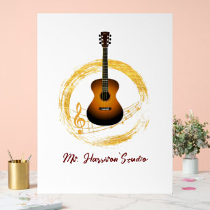 Gitaarstudio Elegant wit acryl teken Bord