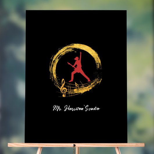 Gitaarstudio Modern Zwart Acryl Teken Acryl Bord (Neutraal)