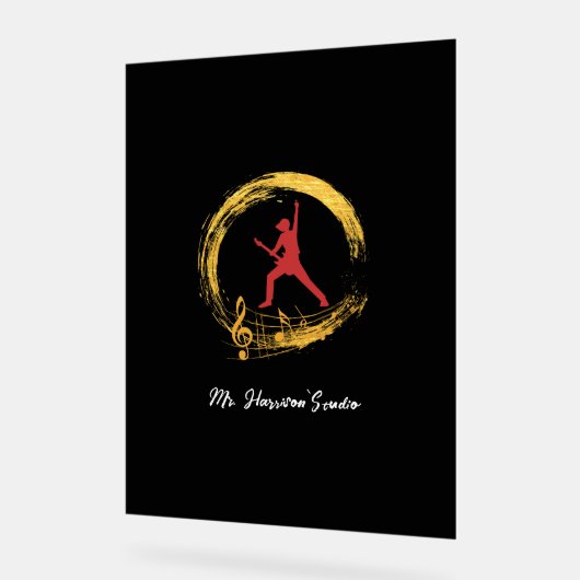 Gitaarstudio Modern Zwart Acryl Teken Acryl Bord (Hoek)