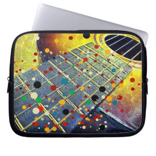 gitaartekenmuziek, kleurrijke vintage laptop sleeve