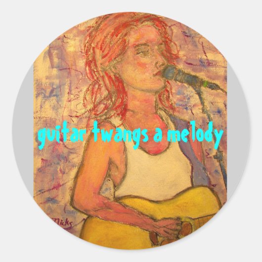 gitaartwangs een melodie ronde sticker (Voorkant)