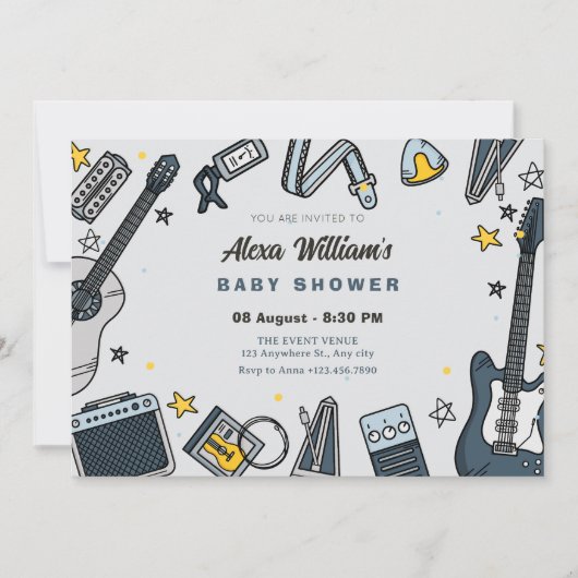 Gitaaruitrusting baby shower kaart (Voorkant)