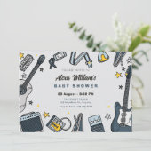 Gitaaruitrusting baby shower kaart (Staand voorkant)