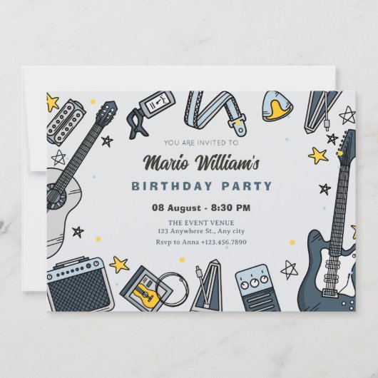 Gitaaruitrusting verjaardag kaart (Voorkant)