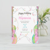 Gitaarverjaardagsfeestje voor meisjes kaart (Staand voorkant)