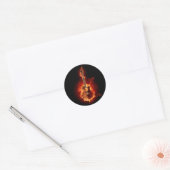 Gitaarvlammen Ronde Sticker (Envelop)