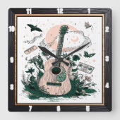 Gitaarvlinders  cassettes vierkante klok (Voorkant)