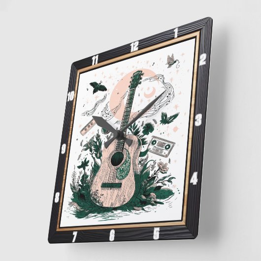 Gitaarvlinders  cassettes vierkante klok (Hoek)