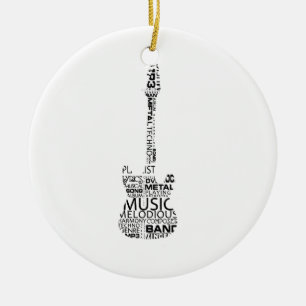 gitaarwoord vult zwart muziekafbeelding keramisch ornament