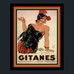 Gitanes 1931 Art Deco Sigarette Ad Poster<br><div class="desc">Art Deco "Gitanes" French Cigarette Advertisement ca. 1931, ingediend door Jules Isnard</div>