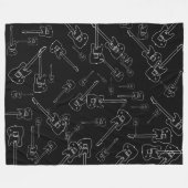 Gitaren allover Zwart Fleece Deken (Voorkant (Horizontaal))