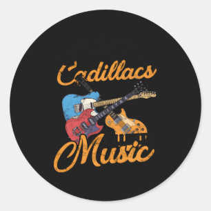 Gitaren Cadillacs Hillbilly Muziek Songtekst en mu Ronde Sticker