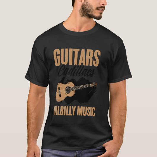 Gitaren Cadillacs Hillbilly Muziek Western Land T-shirt (Voorkant)