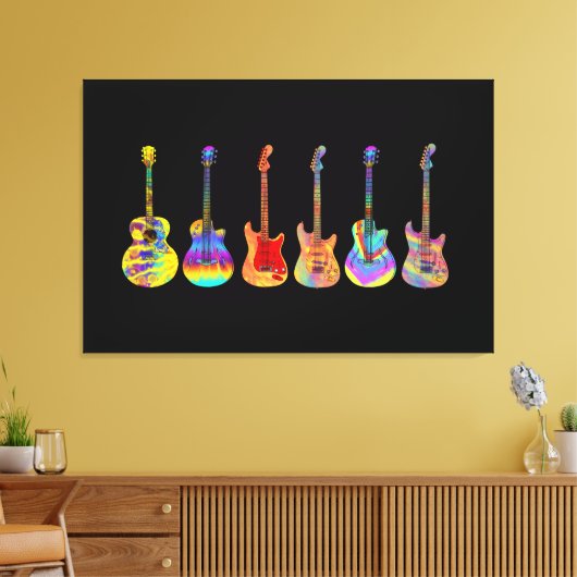 gitaren Colorful Musical Instruments Canvas Afdruk (Insitu (Woonkamer))
