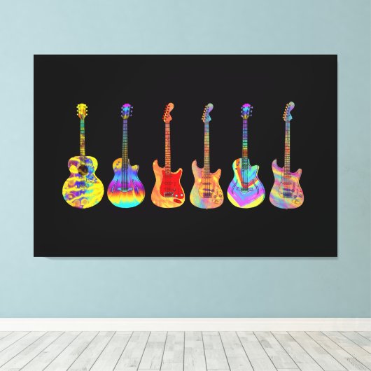 gitaren Colorful Musical Instruments Canvas Afdruk (Insitu (Houten vloer))